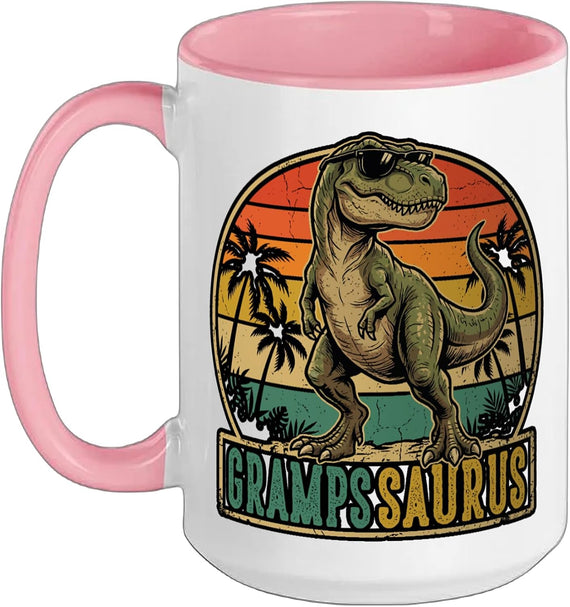 Gramps Saurus Vintage T-Rex Dinosaur Fathers Day Christmas Ceramic Mug