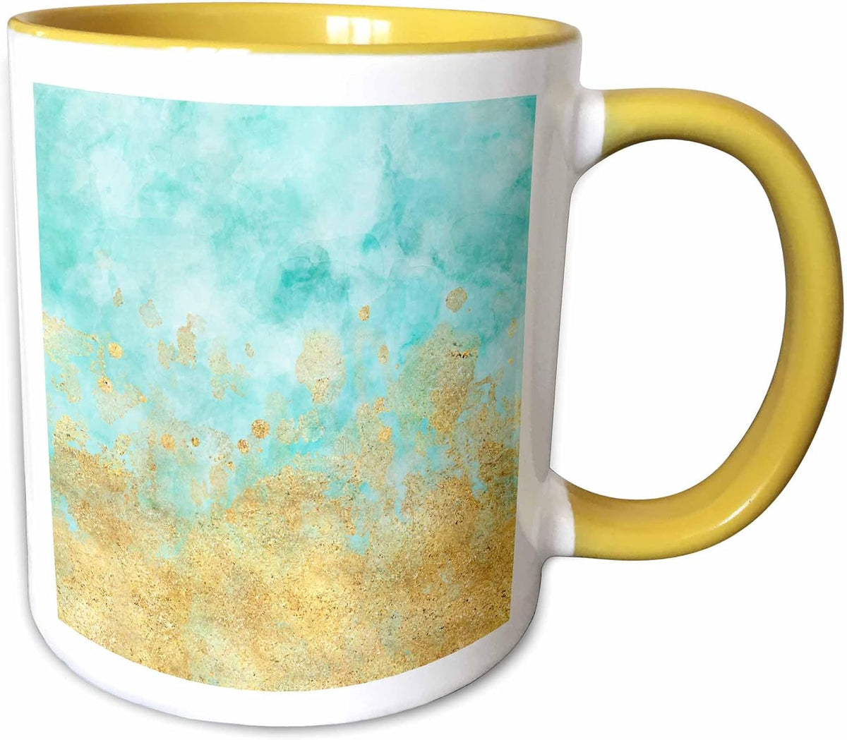 Aqua Blue Gold Watercolor Glam Ceramic Mug