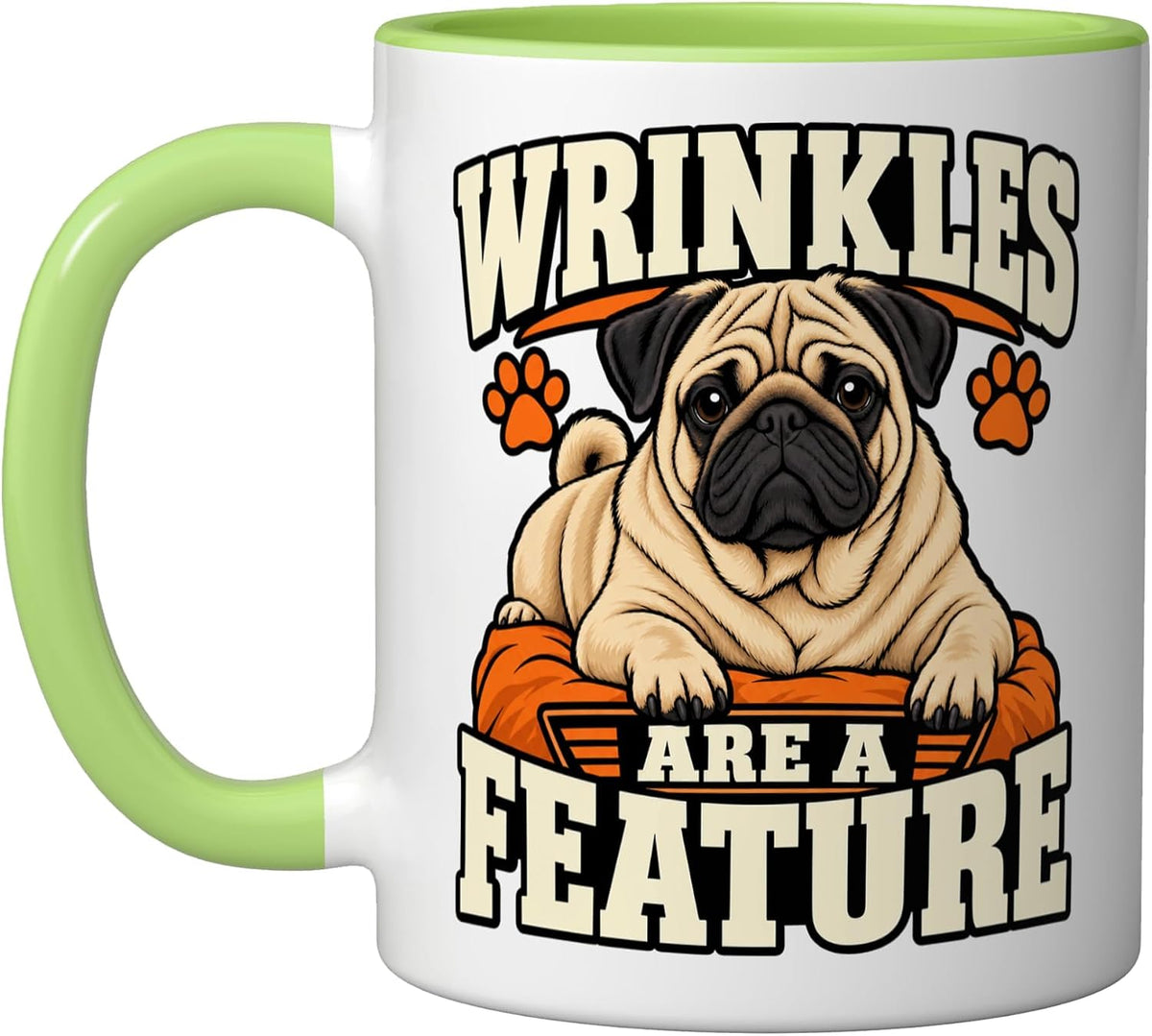Pug Wrinkles Are A Feature Owner Fans Snout Paws Puppy Dog Ceramic Mug