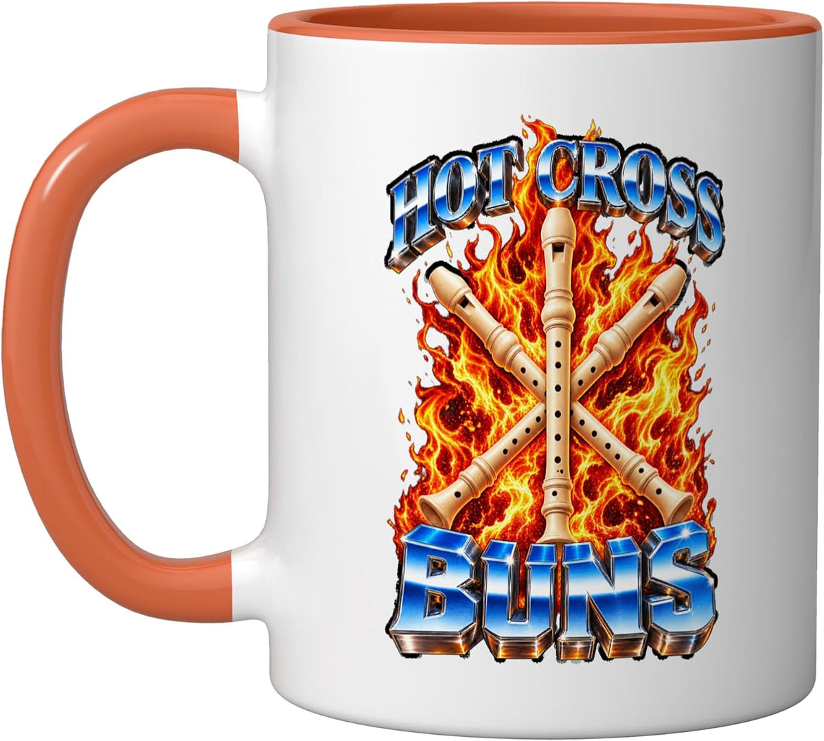 Hot Cross Buns Recorder Flute Player Heavy Ceramic Mug