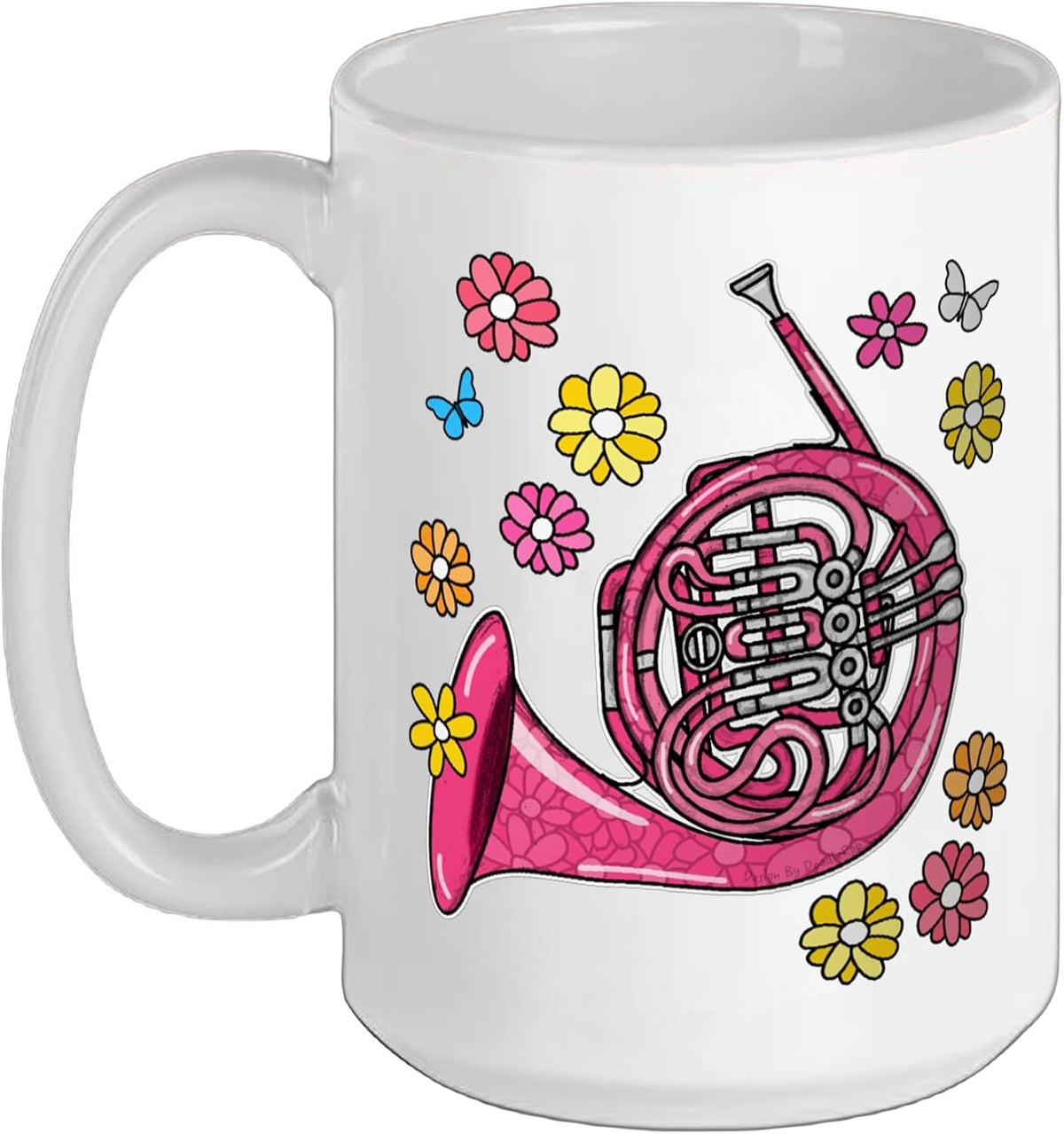 Floral French Horn Hornist Horn Player Mom Brass Musician Ceramic Mug