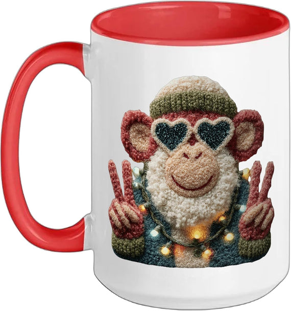 Funny Monkey Retro Style Cute Animal Party Vibe Design Ceramic Mug