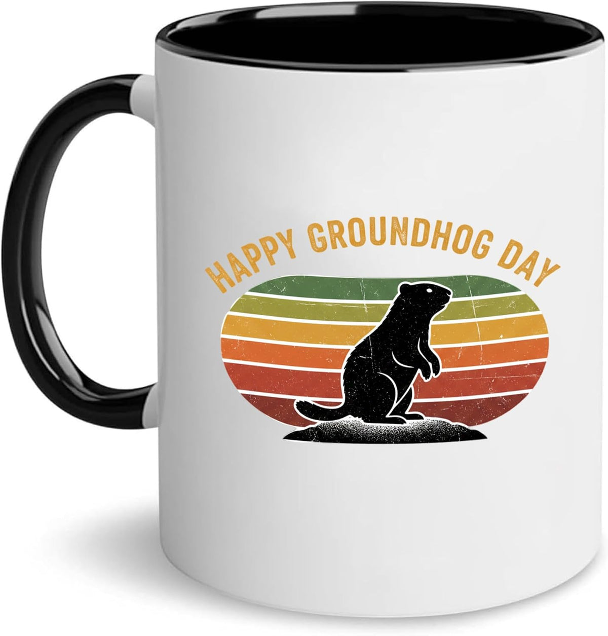 Vintage Happy Groundhog Day Ceramic Mug