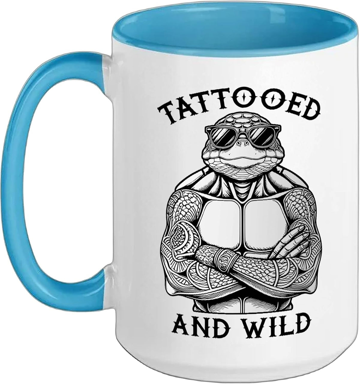 Tattooed And Wild Funny Inked Turtle Animal Tattoo Lover Ceramic Mug