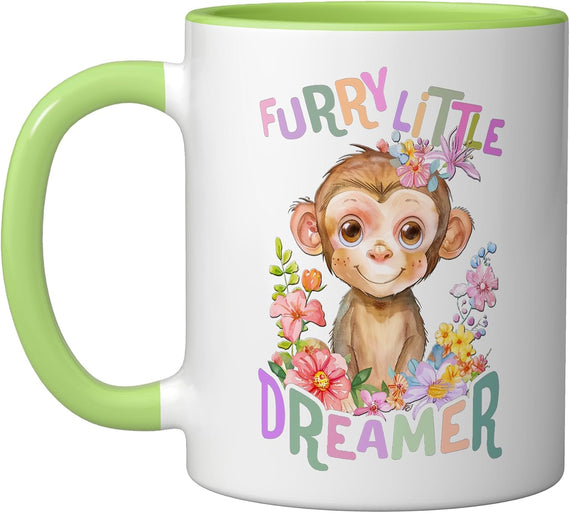 Baby Monkey With Flowers Little Dreamer Ape Monkeys Ceramic Mug