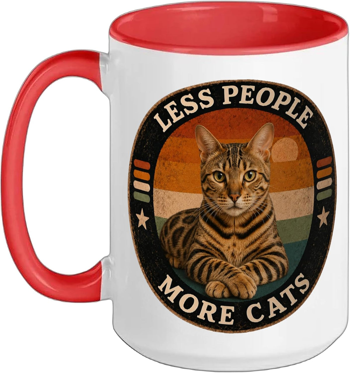 Bengal Cat Lovers Less People More Cats Retro Cat Shirt Ceramic Mug