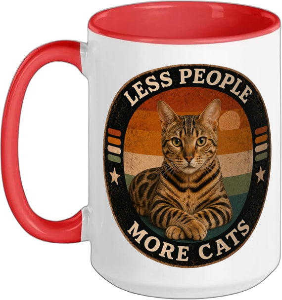 Bengal Cat Lovers Less People More Cats Retro Cat Shirt Ceramic Mug