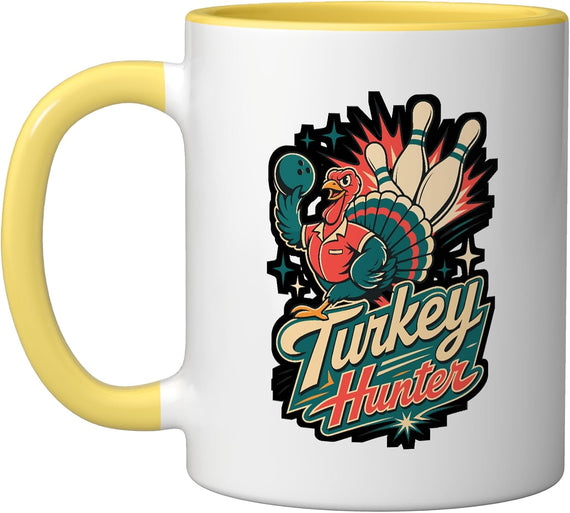 Turkey Hunter Bowling Thanksgiving Ceramic Mug