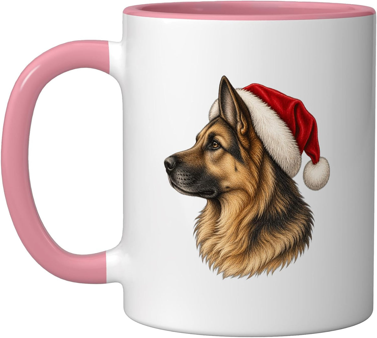 German Shepherd Santa Hat Christmas Portrait Ceramic Mug