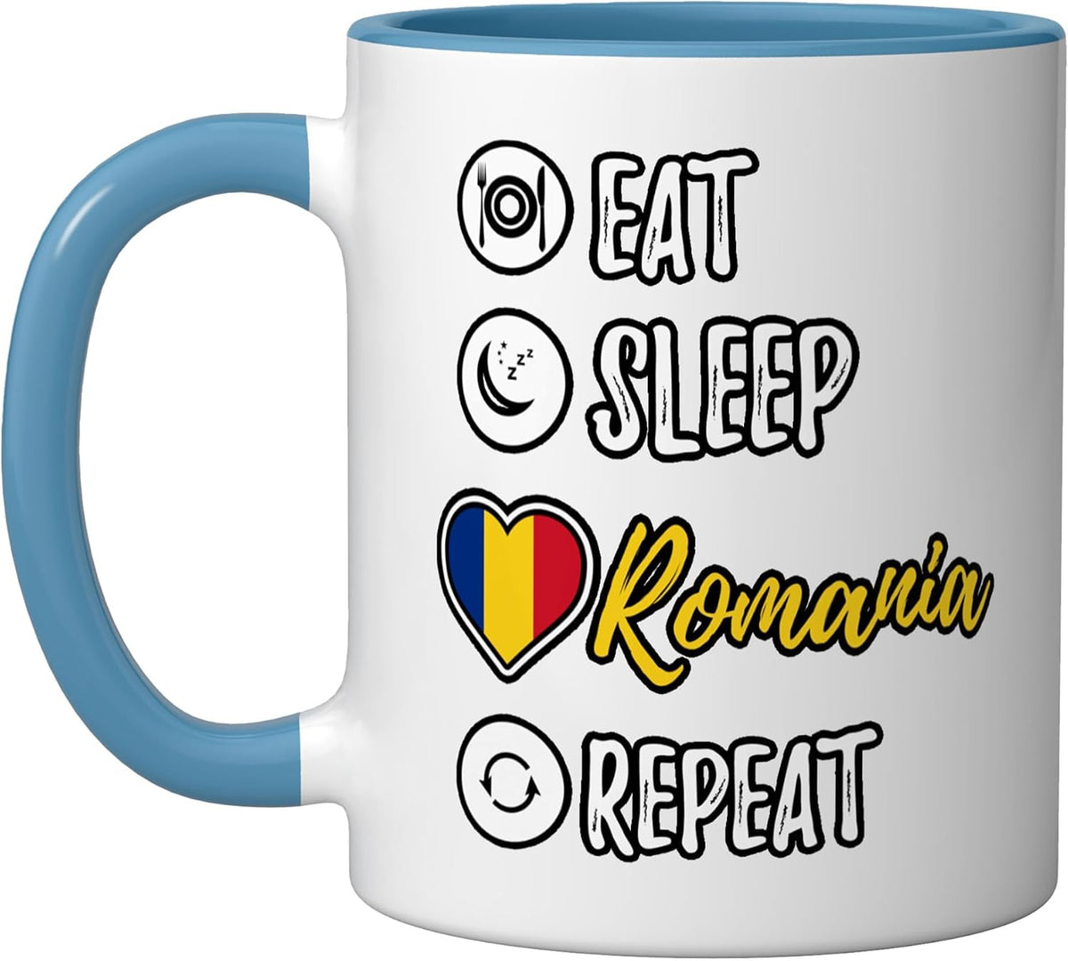 Eat Sleep Romania Repeat Ceramic Mug