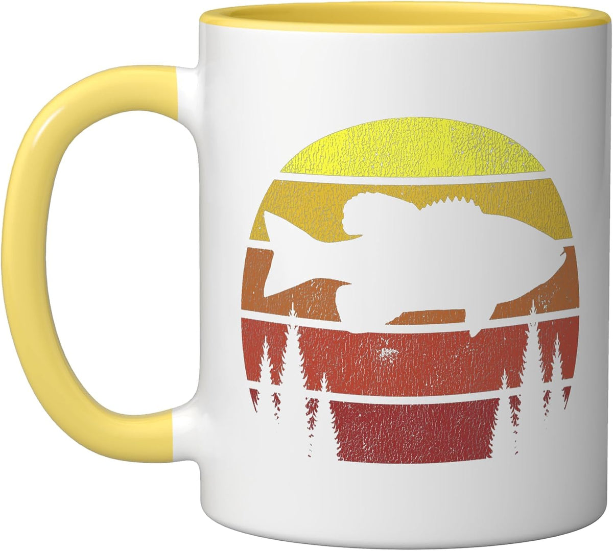 Bass Fishing Forest Retro Largemouth Fisherman Ceramic Mug