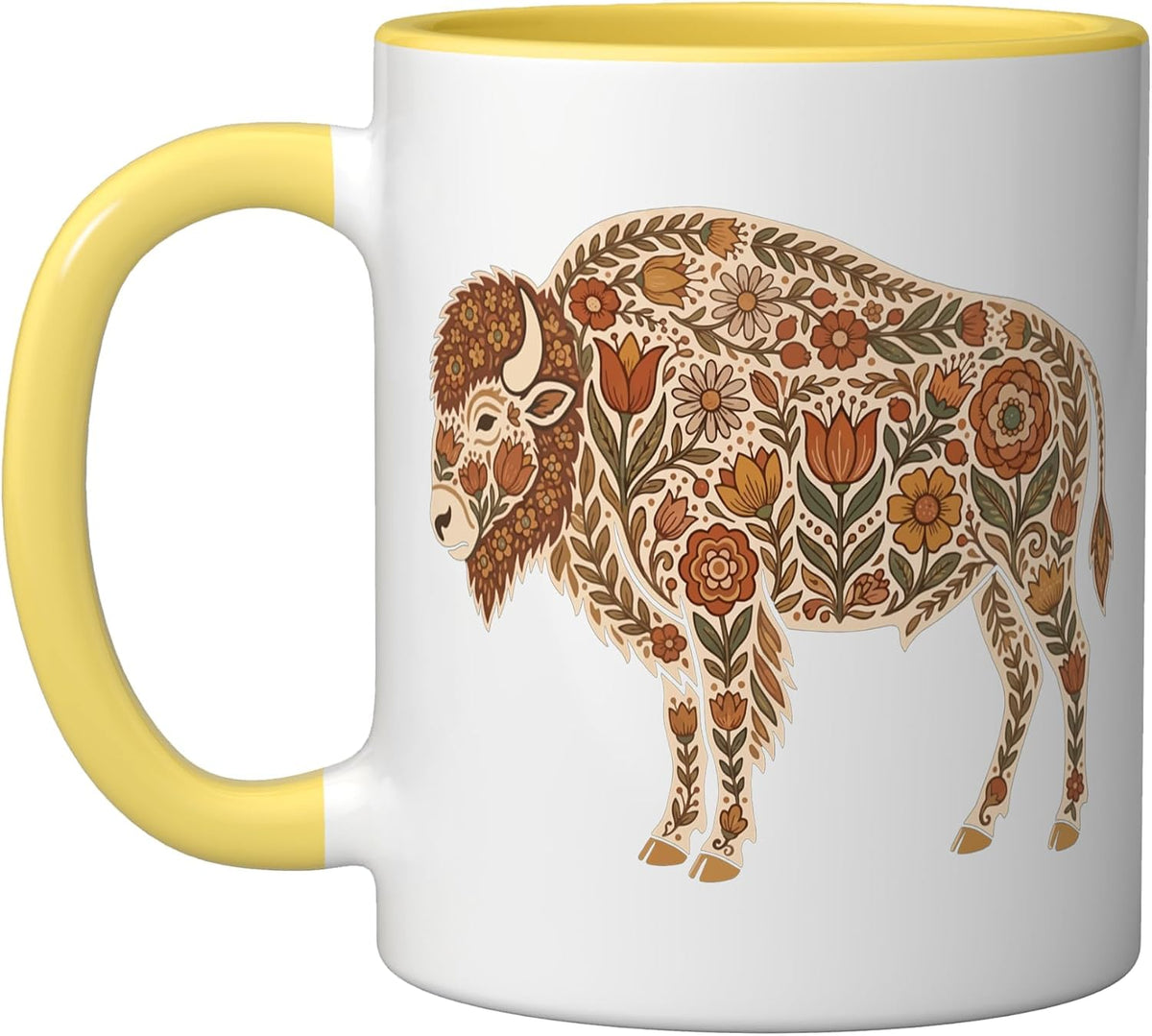 Bison Floral Water Buffalo Ceramic Mug