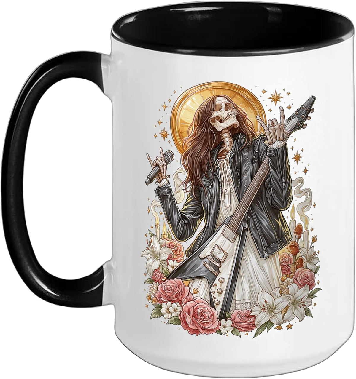 Heavy Metal Rock Music Coquette Christian Religious Roses Ceramic Mug