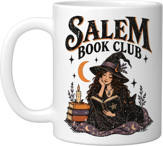 Witch Salem Book Club Cat Bookish Halloween Reading Ceramic Mug