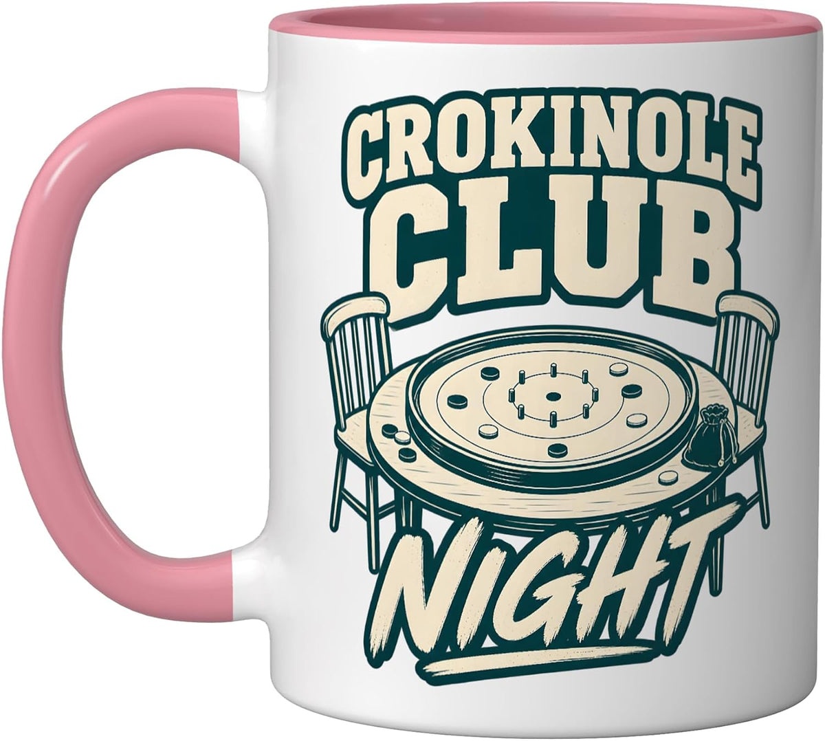 Crokinole Club Night Vintage Table Game Ceramic Mug