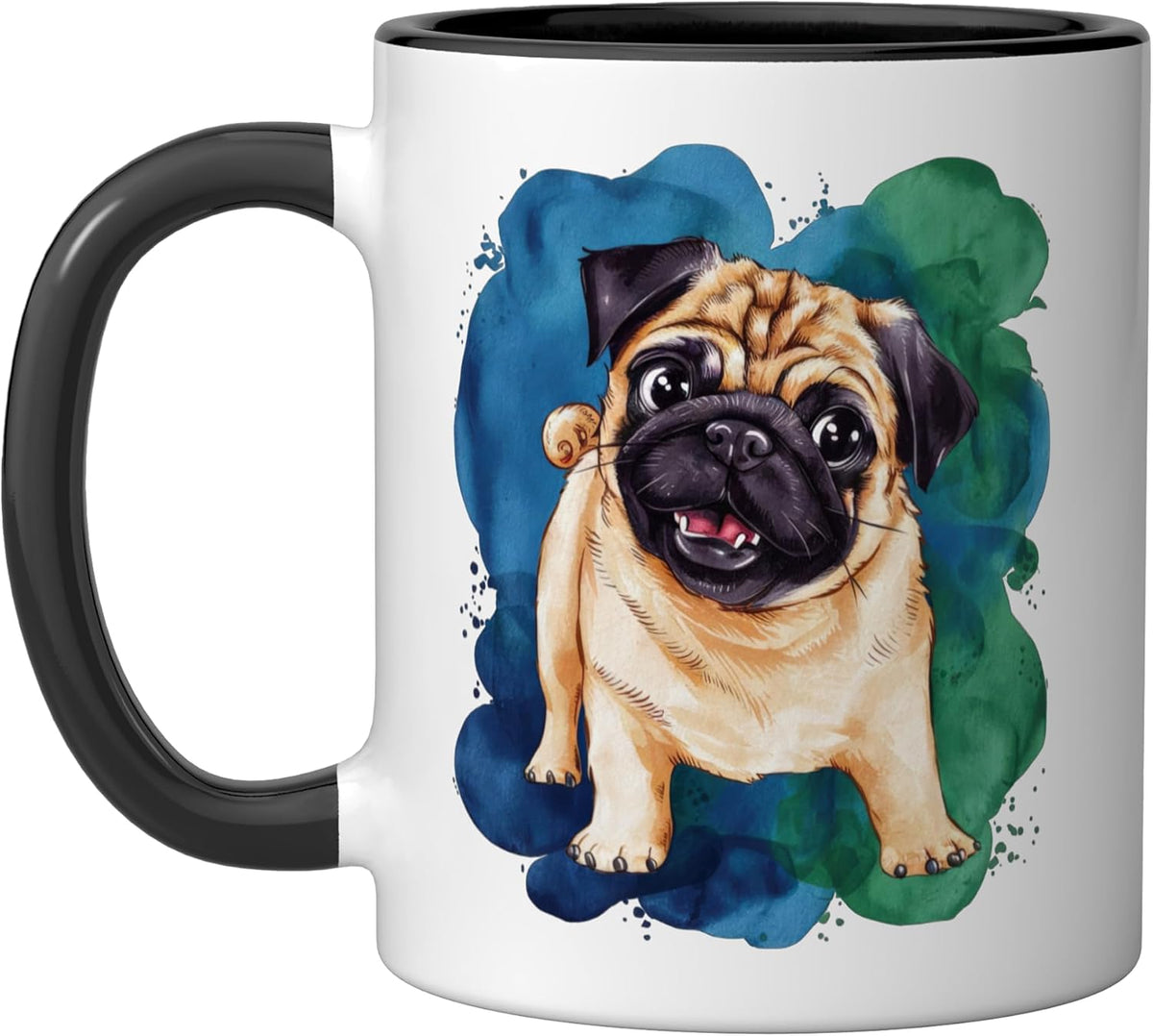 Pug In Bright, Colorful Water Colors Ceramic Mug