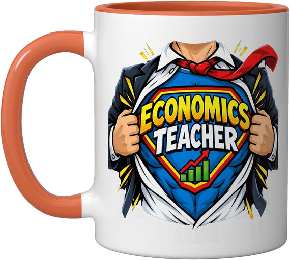 Economics Teacher Superhero Finance Educator Ceramic Mug