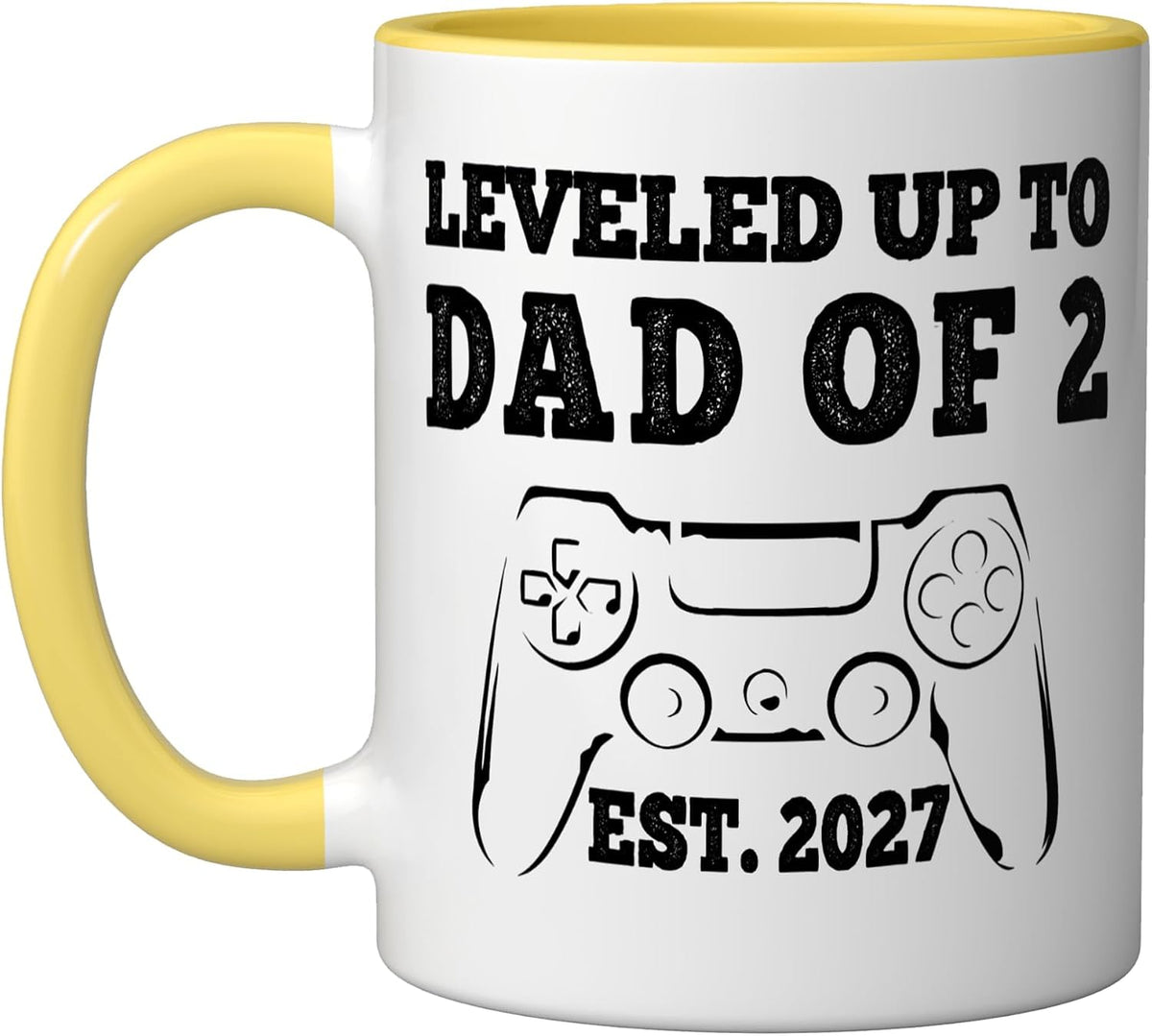 Leveled Up To Dad Of 2 2027 Promoted To Daddy Again Two Ceramic Mug