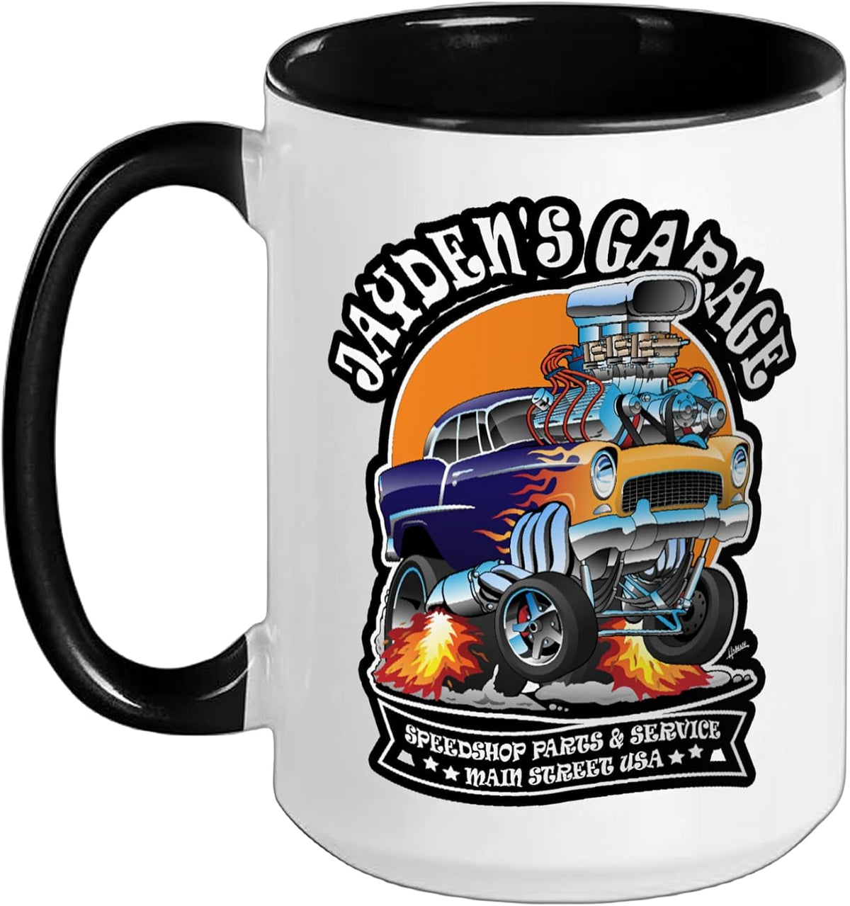 Jayden's Garage Hotrod Car Design For The Name Jayden Ceramic Mug