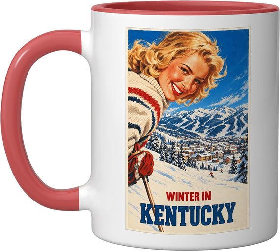 Winter Kentucky Ski Poster Ceramic Mug