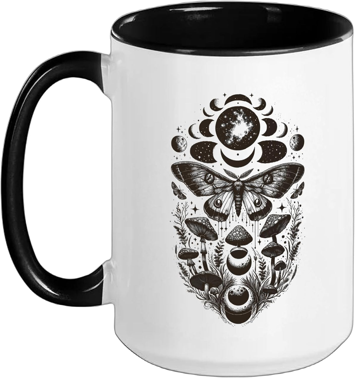 Butterfly Grunge Fairycore Aesthetic Luna Moth Mushrooms Ceramic Mug