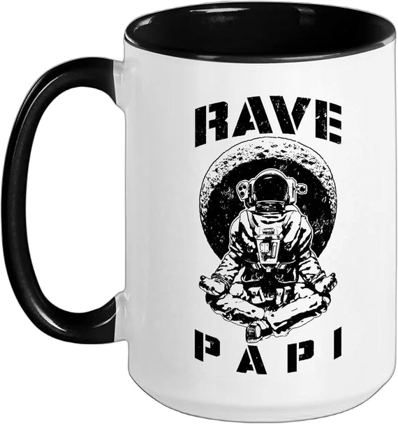 Rave Papi Edm Music Festival Trippy Astronaut Crescent Ceramic Mug