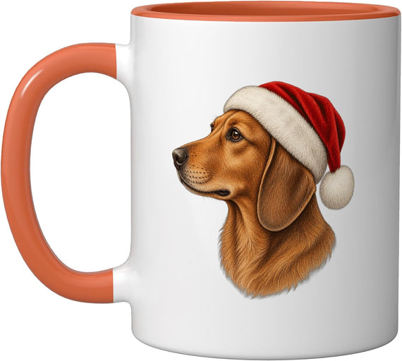 Red Dachshund Santa Hat Christmas Ceramic Mug