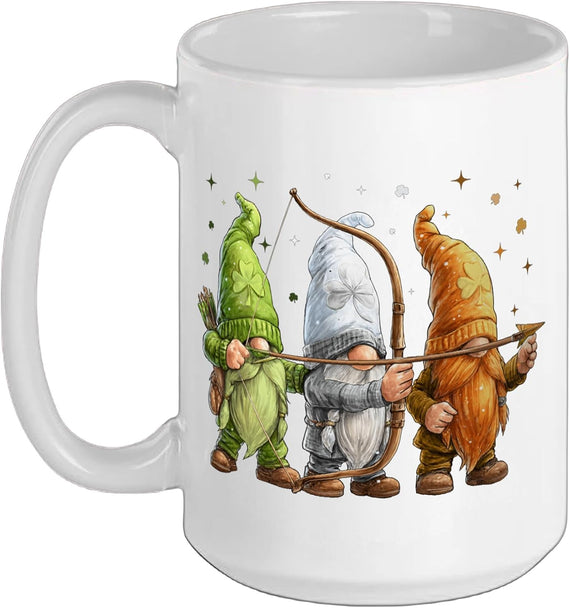 Archery Archer Gnome Shamrock St. Patricks Day Pattys Day Ceramic Mug