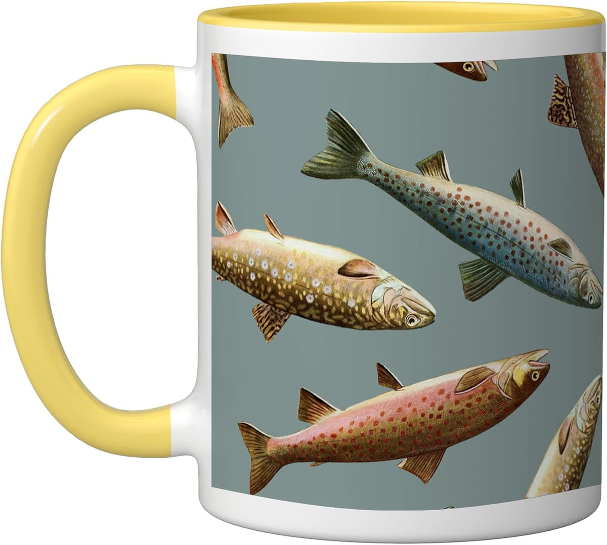Fishing Themed Graphic Pattern Ceramic Mug