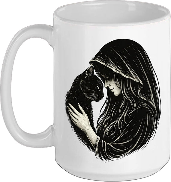 Gothic Cat Mom Black Cat Soul Bond Woman Halloween Ceramic Mug