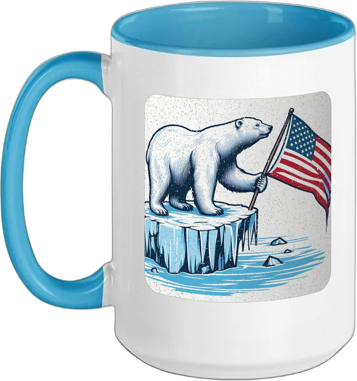 Us Flag Antarctic Polar Bear Ceramic Mug
