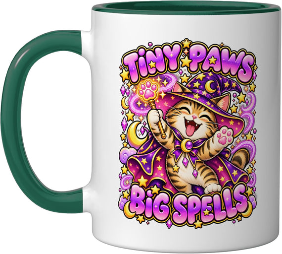 Halloween Tiny Paws Big Spells Cute Wizard Cat Magic Spell Ceramic Mug