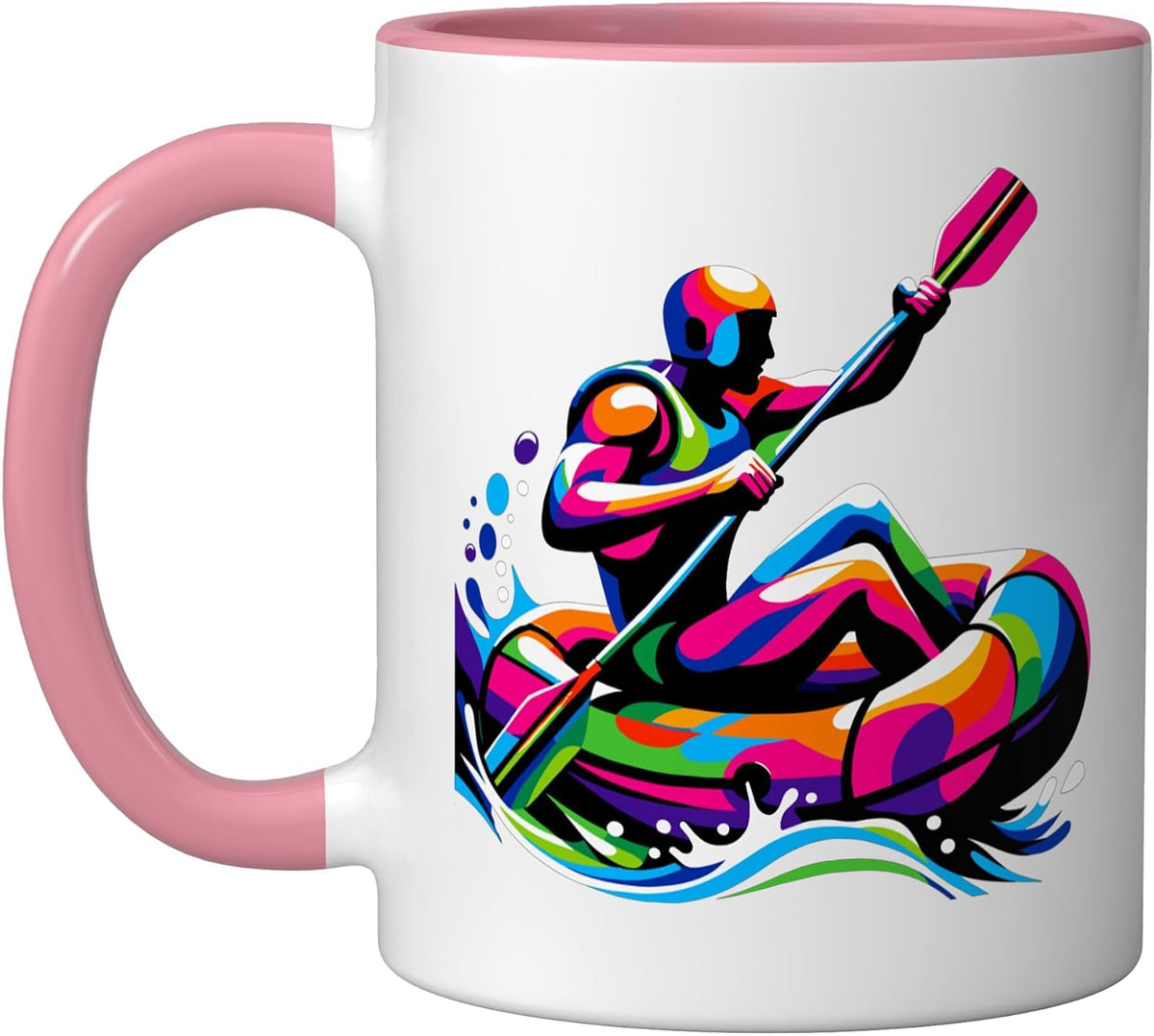 Colorful Pop Art River White Water Rafting Rafter Ceramic Mug