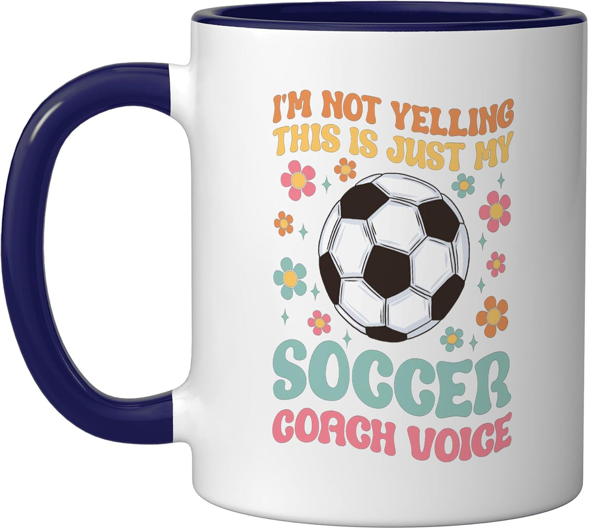 Soccer Coach Voice Funny Football Trainer Retro Floral Ceramic Mug