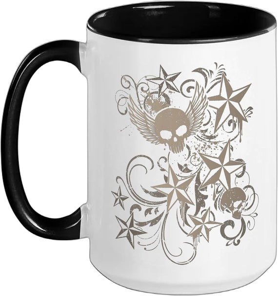 Grunge Skull Star Emo Harajuku Goth Scene Brown Ceramic Mug