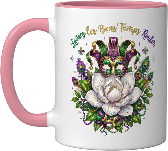 Laissez Les Bons Temps Rouler Mardi Gras Mask Ceramic Mug