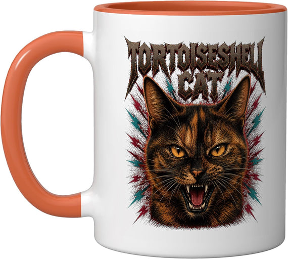 Tortoiseshell Cat Heavy Metal Rock Music Halloween Vintage Ceramic Mug