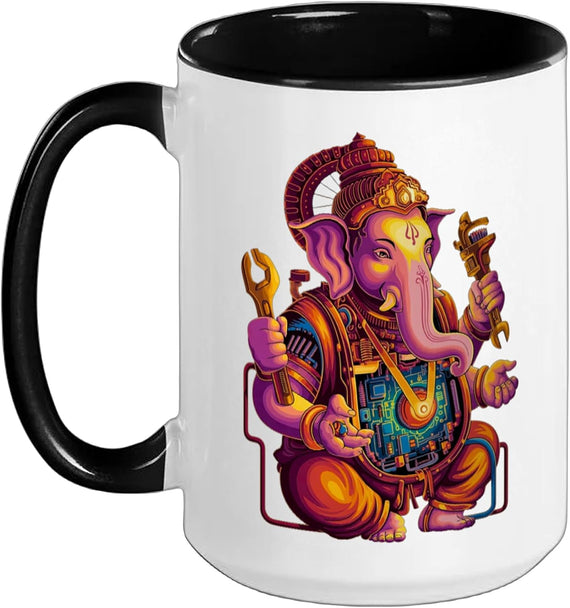 Steampunk Hindu Ganesha Puja Elephant Meditation Yoga Ceramic Mug