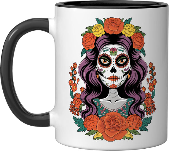 La Catrina Day of Dead Dia De Los Muertos Halloween Skeleton Mug