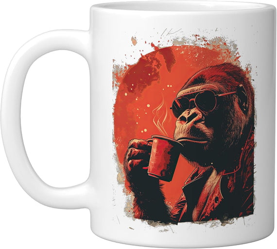 Monkey With Cool Sunglasses And Of Coffee Ape Monkeys Ceramic Mug