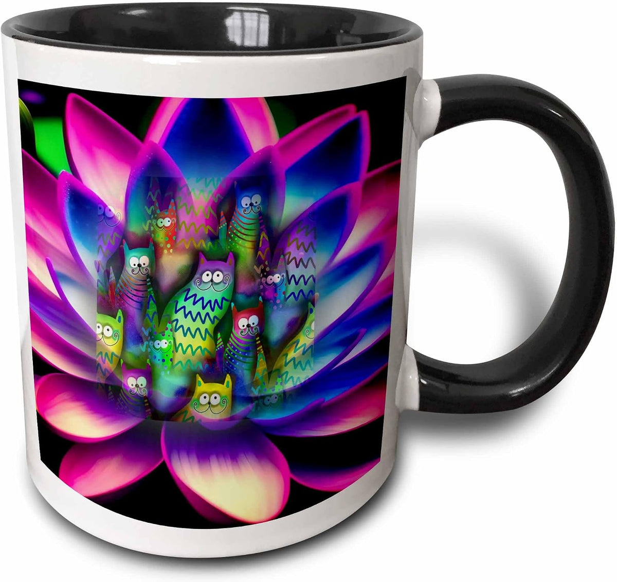 Abstract Bright Colors And Cat Art Ceramic Mug