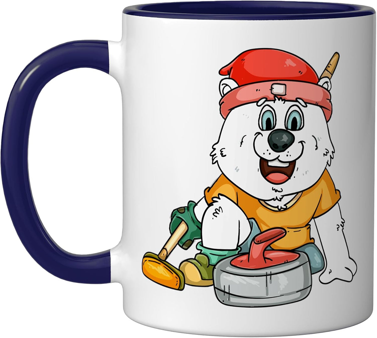 Polar Bear Curling Player Ceramic Mug