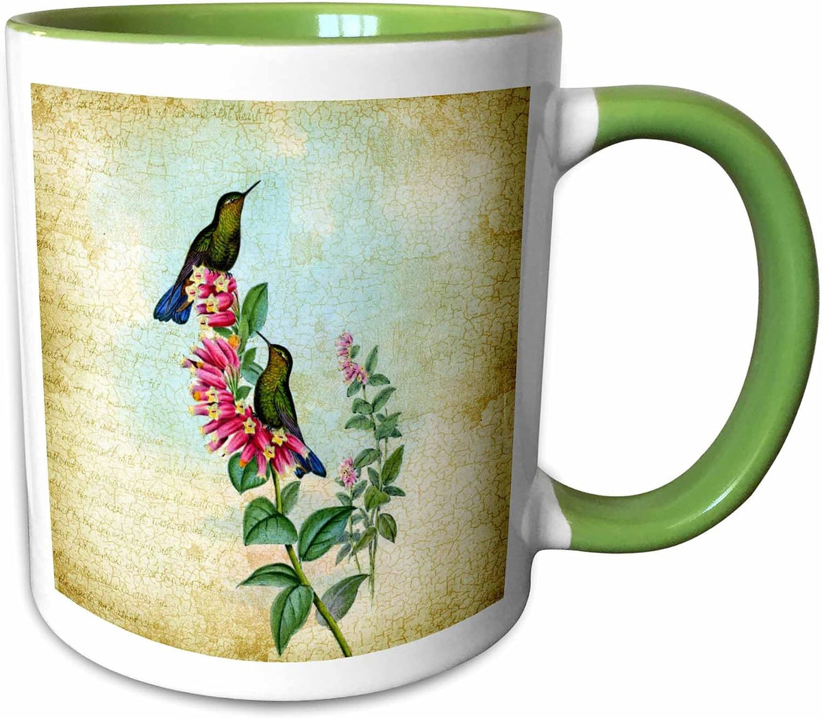 Vintage Hummingbirds Grunge Digital Art Ceramic Mug