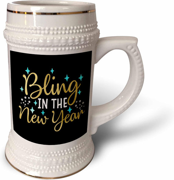 Bling Year Gold Colored Text Black Aqua Accents Ceramic Mug