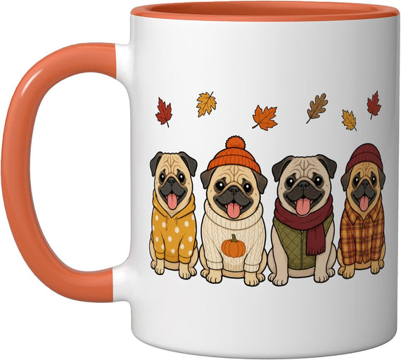 Pug Fall Autumn Season Pumpkin Dog Ceramic Mug