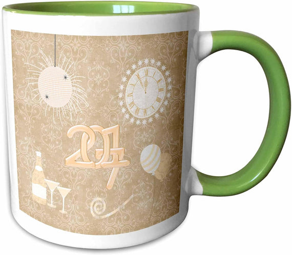 New Year 2017 Champagne Glasses Clock Ceramic Mug