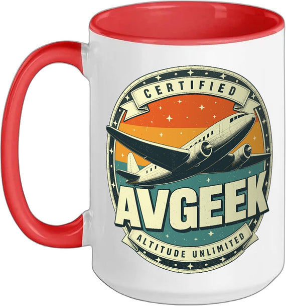Certified Avgeek Altitude Unlimited Airplane Ceramic Mug