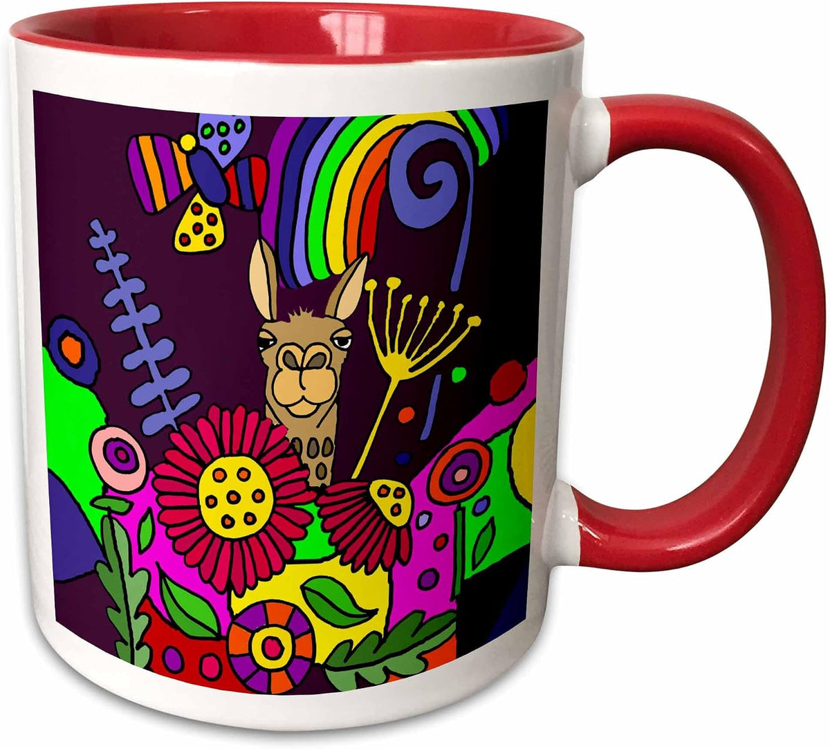 Cool Artistic Funny Llama In The Flower Garden Ceramic Mug