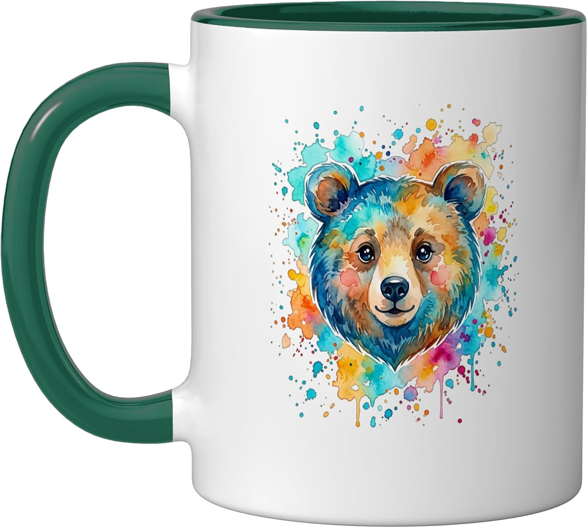 Cute Watercolor Bear Colorful Splatter Artwork Ceramic Mug