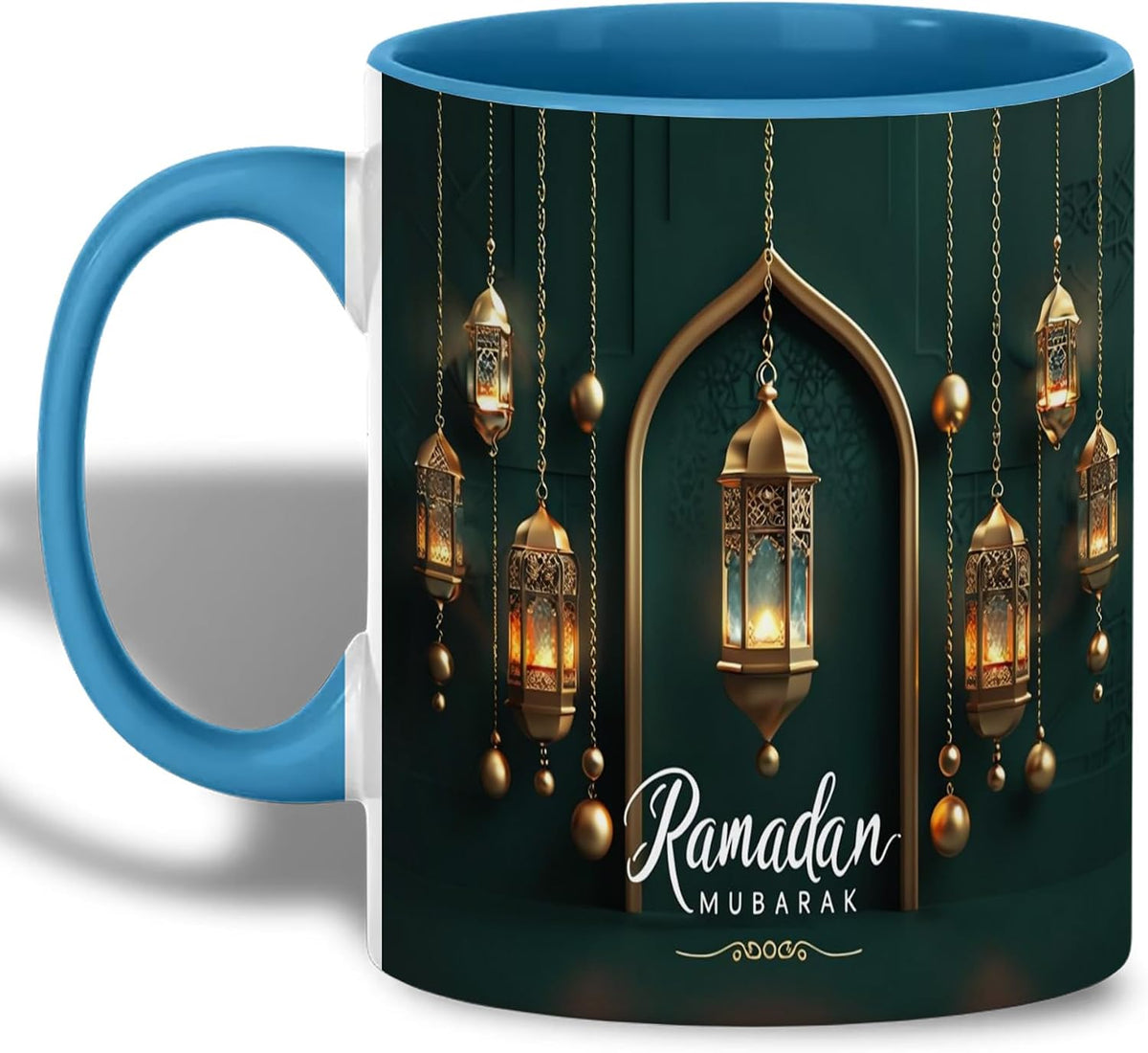 Ramadan Mubarak Green Gold Lantern Mug